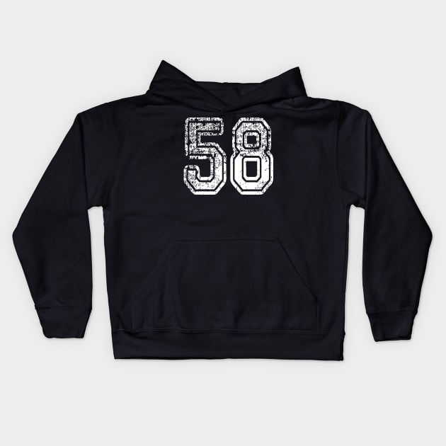 Number 58 Grungy in white Kids Hoodie by Sterling